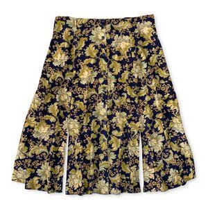 Vintage Floral Navy Button Up Skirt Smock Academia Prep Coastal Cowgirl Western